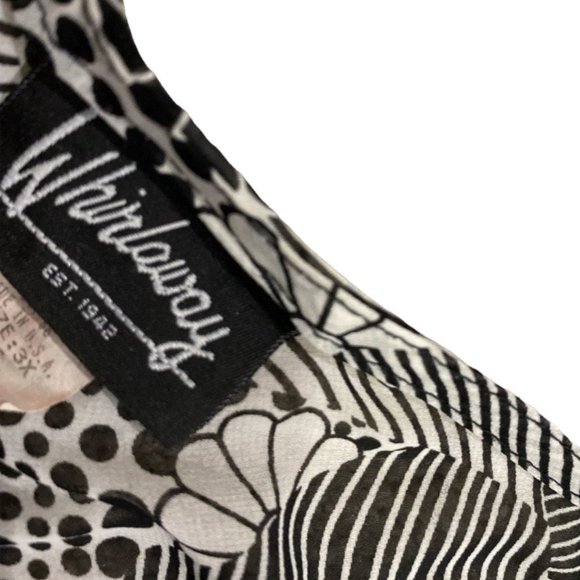 WHIRLAWAY Blouse Size 3X Sheer Flowy Flowers Stripes Dots Statement Curvy - Picture 10 of 12